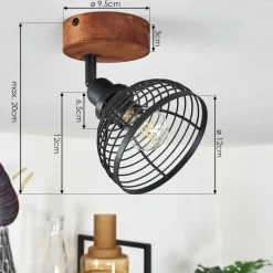 Lampes Industrielles-hofstein Plafonnier Kesao Bois foncé, Noir, 1 lumière