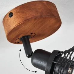 Lampes Industrielles-hofstein Plafonnier Kesao Bois foncé, Noir, 1 lumière