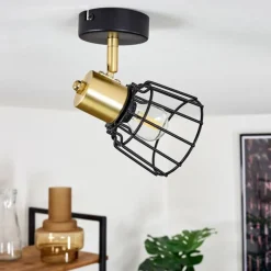 Lampes Vintages & Rétros-hofstein Plafonnier Kesao Laiton, Noir, 1 lumière