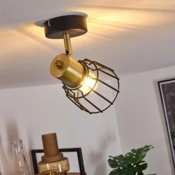 Lampes Vintages & Rétros-hofstein Plafonnier Kesao Laiton, Noir, 1 lumière