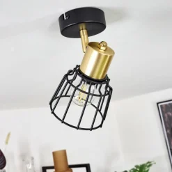 Lampes Vintages & Rétros-hofstein Plafonnier Kesao Laiton, Noir, 1 lumière