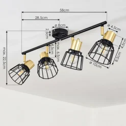 Lampes Vintages & Rétros-hofstein Plafonnier Kesao Laiton, Noir, 4 lumières