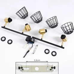 Lampes Vintages & Rétros-hofstein Plafonnier Kesao Laiton, Noir, 4 lumières