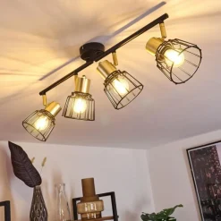 Lampes Vintages & Rétros-hofstein Plafonnier Kesao Laiton, Noir, 4 lumières