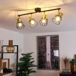 Lampes Vintages & Rétros-hofstein Plafonnier Kesao Laiton, Noir, 4 lumières