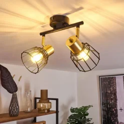 Lampes Vintages & Rétros-hofstein Plafonnier Kesao Laiton, Noir, 2 lumières