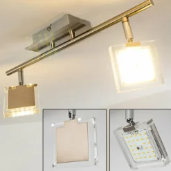 hofstein Plafonnier Kiruna LED Chrome, Nickel mat, 2 lumières* Spots Et Projecteurs