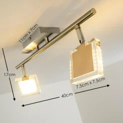 hofstein Plafonnier Kiruna LED Chrome, Nickel mat, 2 lumières* Spots Et Projecteurs