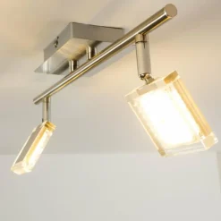 hofstein Plafonnier Kiruna LED Chrome, Nickel mat, 2 lumières* Spots Et Projecteurs