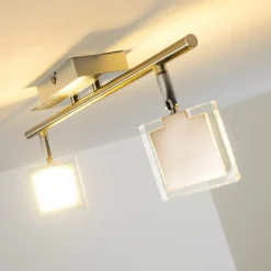 hofstein Plafonnier Kiruna LED Chrome, Nickel mat, 2 lumières* Spots Et Projecteurs