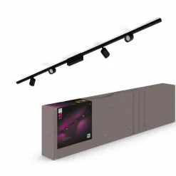 Luminaires Philips Plafonnier Kit de base Philips Hue Perifo LED Noir, 4 lumières, Changeur de couleurs