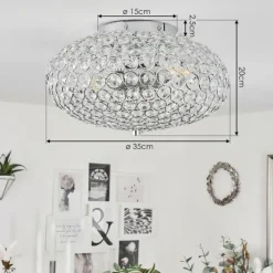 hofstein Plafonnier Klamila Chrome, 2 lumières