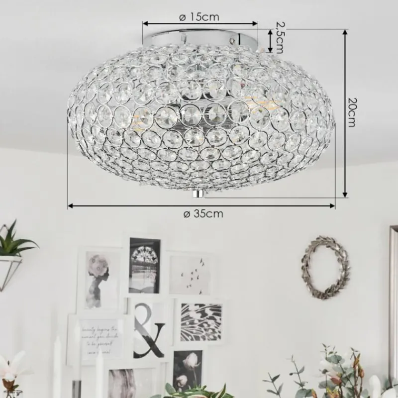 hofstein Plafonnier Klamila Chrome, 2 lumières