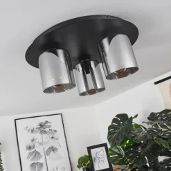 Suspension Verre Fumé-hofstein Plafonnier Klemtoo Noir, 3 lumières