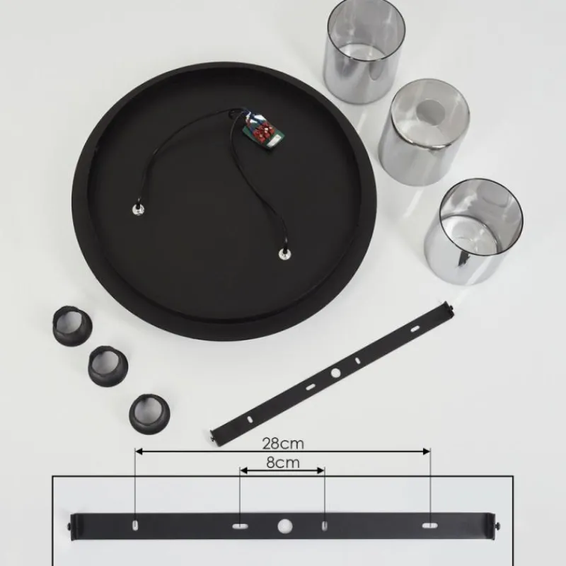 Suspension Verre Fumé-hofstein Plafonnier Klemtoo Noir, 3 lumières