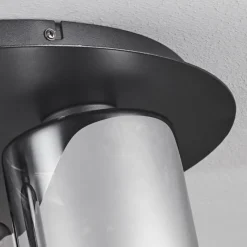 Suspension Verre Fumé-hofstein Plafonnier Klemtoo Noir, 3 lumières