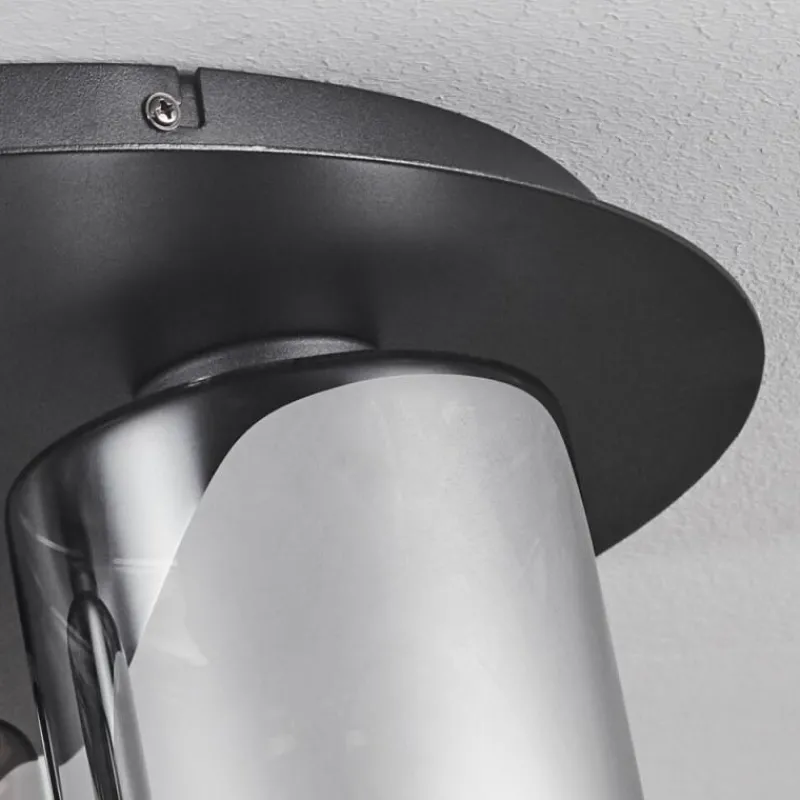 Suspension Verre Fumé-hofstein Plafonnier Klemtoo Noir, 3 lumières