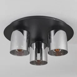 Suspension Verre Fumé-hofstein Plafonnier Klemtoo Noir, 3 lumières