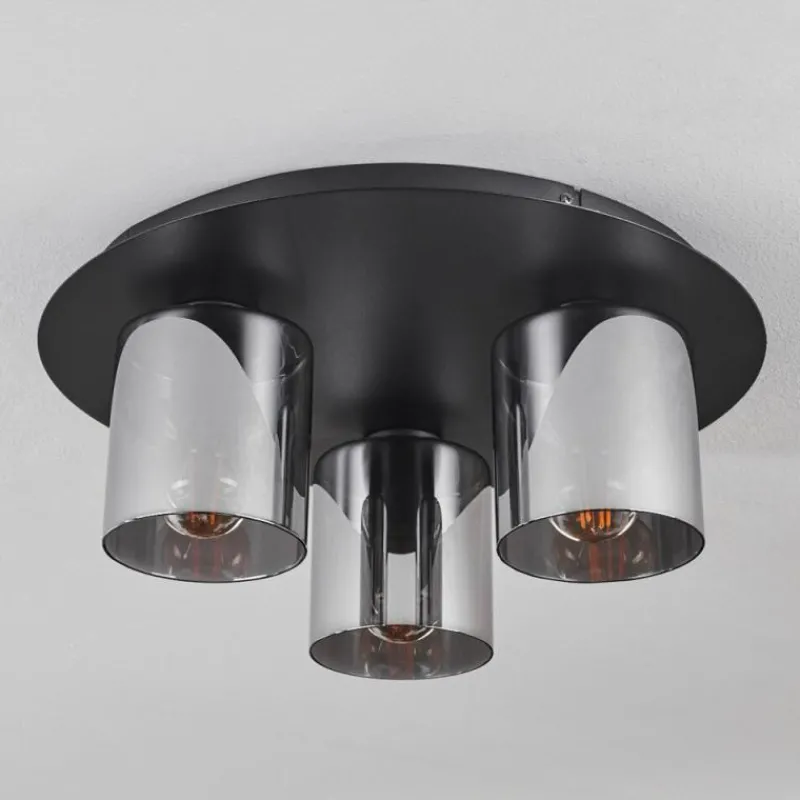 Suspension Verre Fumé-hofstein Plafonnier Klemtoo Noir, 3 lumières