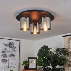Suspension Verre Fumé-hofstein Plafonnier Klemtoo Noir, 3 lumières