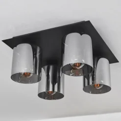 Suspension Verre Fumé-hofstein Plafonnier Klemtoo Noir, 4 lumières