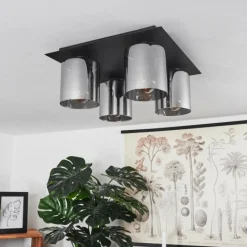 Suspension Verre Fumé-hofstein Plafonnier Klemtoo Noir, 4 lumières
