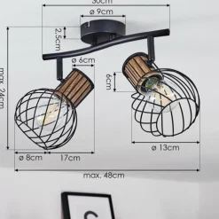 Lampes Vintages & Rétros-hofstein Plafonnier Koler Noir, 2 lumières