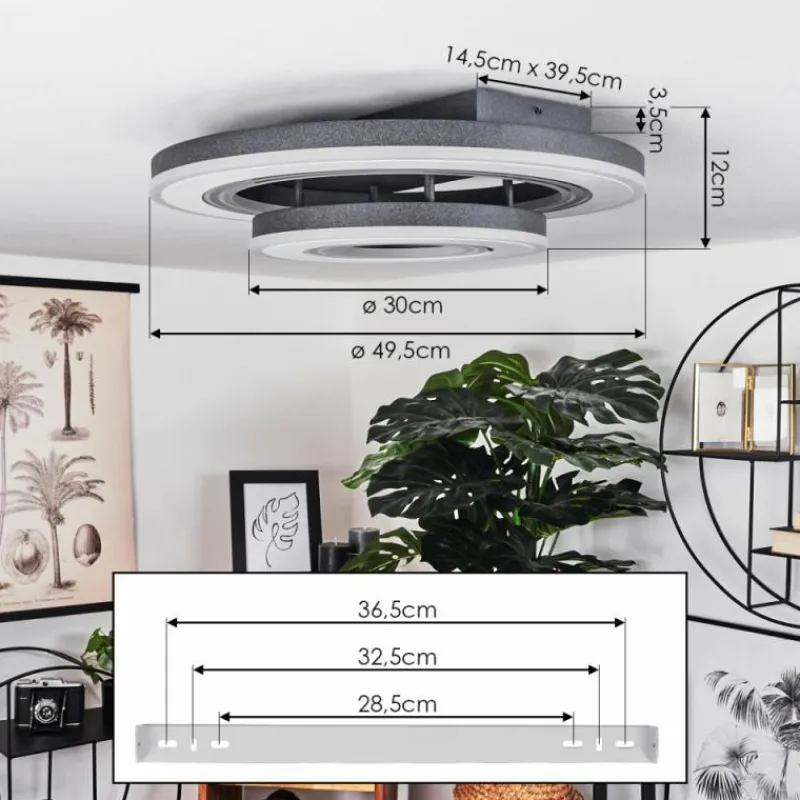 hofstein Plafonnier Kolo LED Gris, Blanc, 1 lumière, Télécommandes