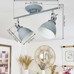 hofstein Plafonnier Koppom Bleu, Gris, 2 lumières* Spots Et Projecteurs