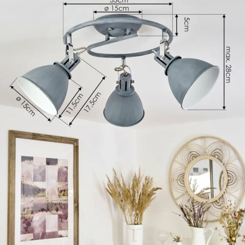 hofstein Plafonnier Koppom Bleu, Gris, 3 lumières* Spots Et Projecteurs