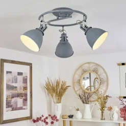 hofstein Plafonnier Koppom Bleu, Gris, 3 lumières* Spots Et Projecteurs