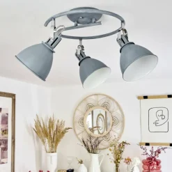 hofstein Plafonnier Koppom Bleu, Gris, 3 lumières* Spots Et Projecteurs