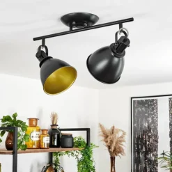 Lampes Dorées-hofstein Plafonnier Koppom Noir, 2 lumières