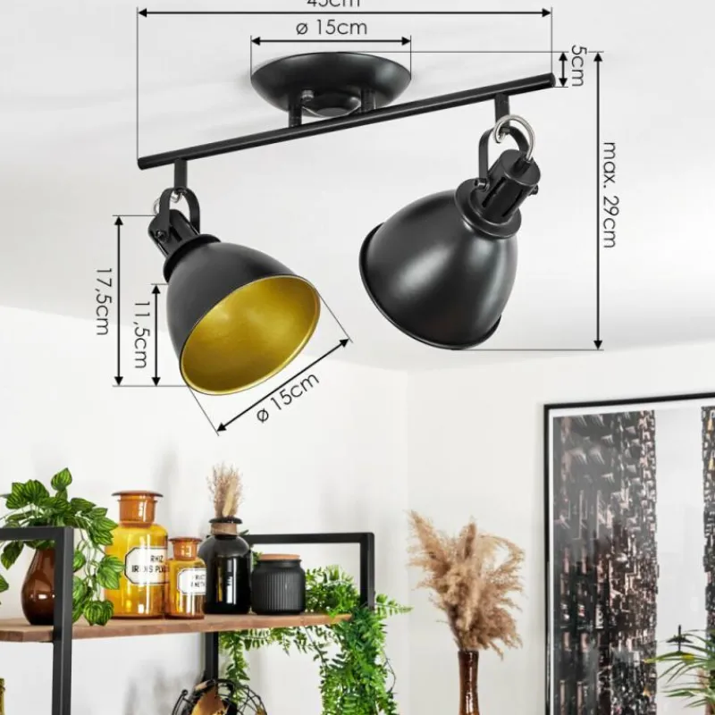 Lampes Dorées-hofstein Plafonnier Koppom Noir, 2 lumières