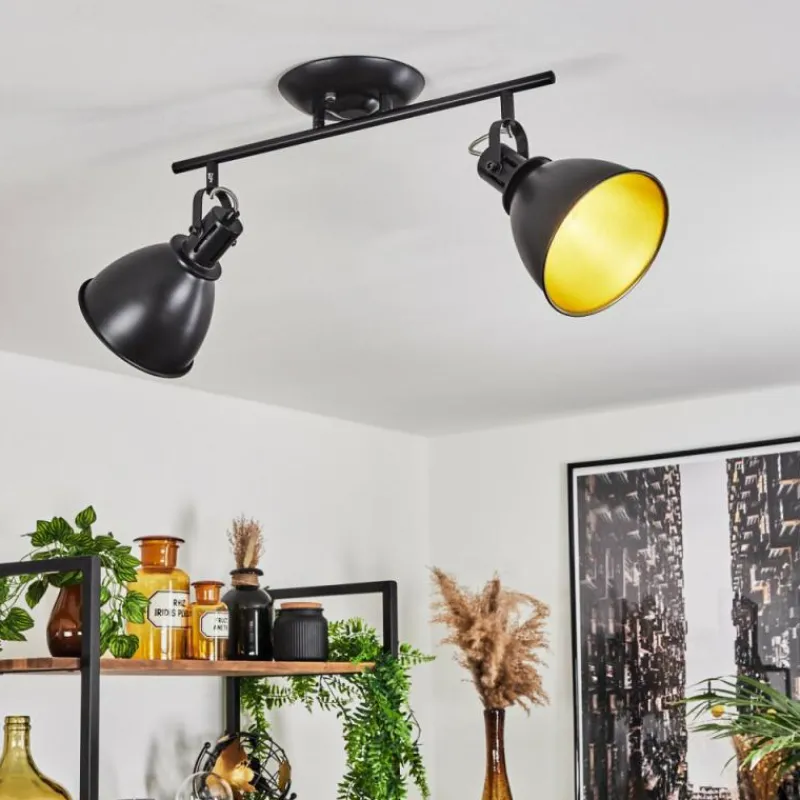 Lampes Dorées-hofstein Plafonnier Koppom Noir, 2 lumières
