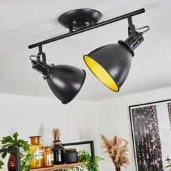 Lampes Dorées-hofstein Plafonnier Koppom Noir, 2 lumières