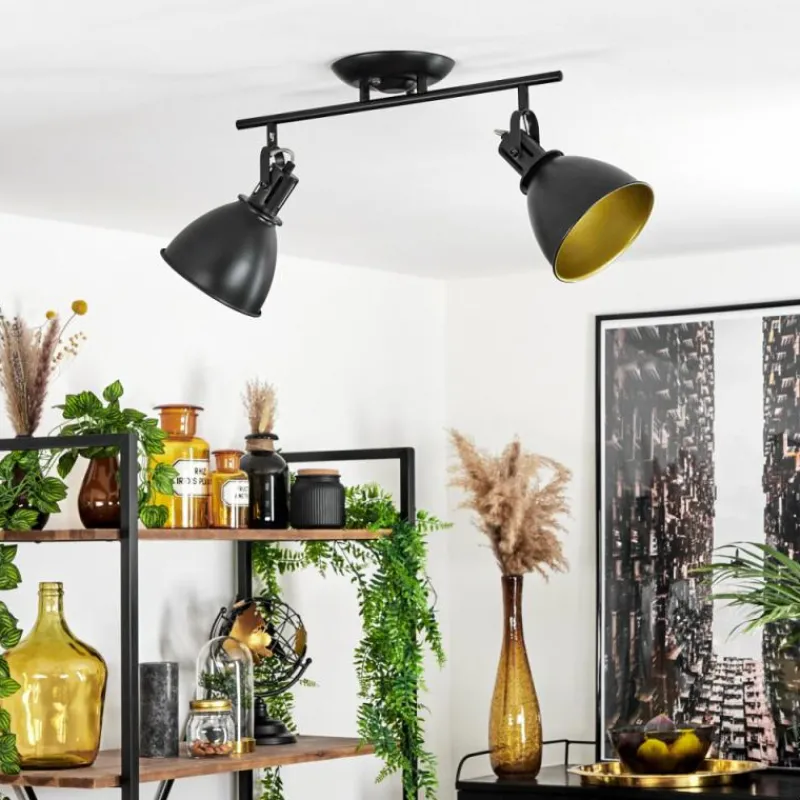 Lampes Dorées-hofstein Plafonnier Koppom Noir, 2 lumières