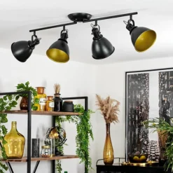 Lampes Dorées-hofstein Plafonnier Koppom Noir, 4 lumières