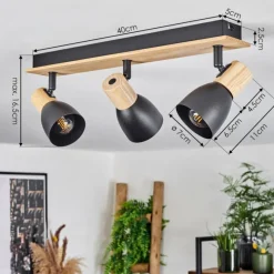 Luminaires Scandinaves-hofstein Plafonnier Kouek Écru, Noir, 3 lumières