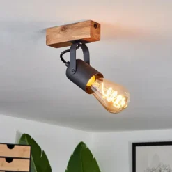 Luminaires Scandinaves-hofstein Plafonnier Kouk Écru, Noir, 1 lumière