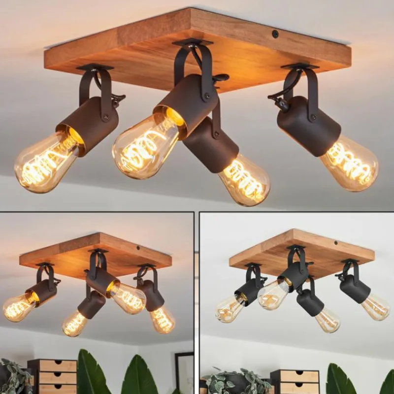 Luminaires Scandinaves-hofstein Plafonnier Kouk Écru, Noir, 4 lumières