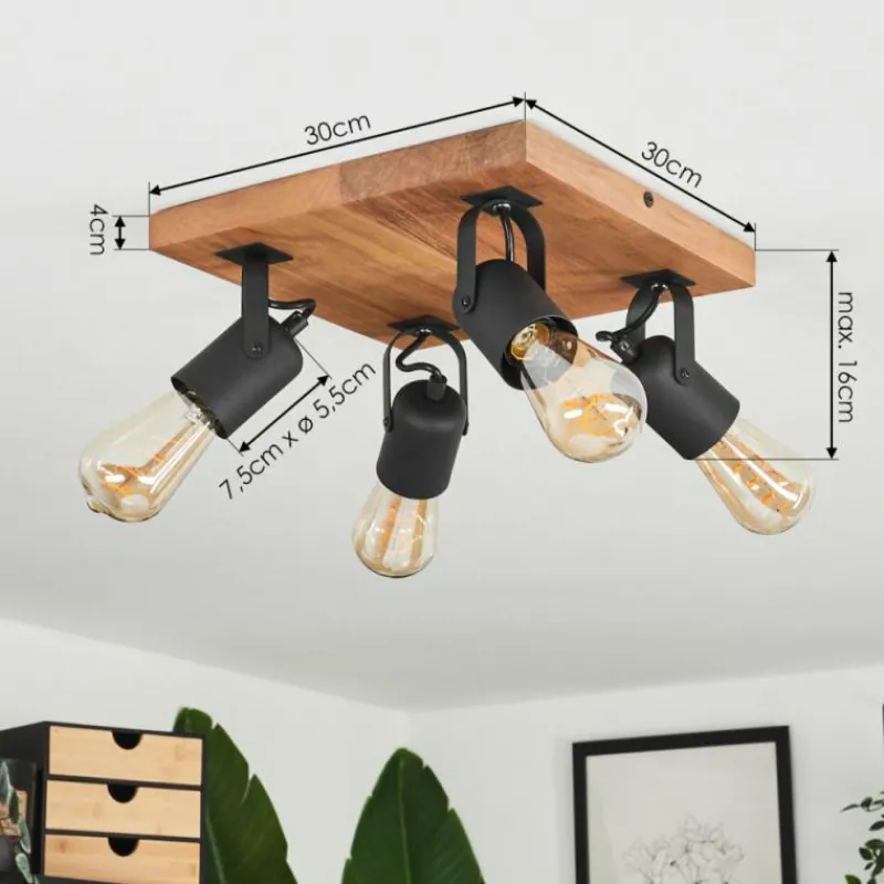 Luminaires Scandinaves-hofstein Plafonnier Kouk Écru, Noir, 4 lumières