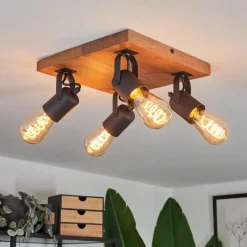 Luminaires Scandinaves-hofstein Plafonnier Kouk Écru, Noir, 4 lumières