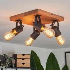 Luminaires Scandinaves-hofstein Plafonnier Kouk Écru, Noir, 4 lumières