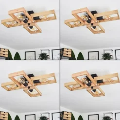 Luminaires Scandinaves-hofstein Plafonnier Kouk Écru, Noir, 4 lumières