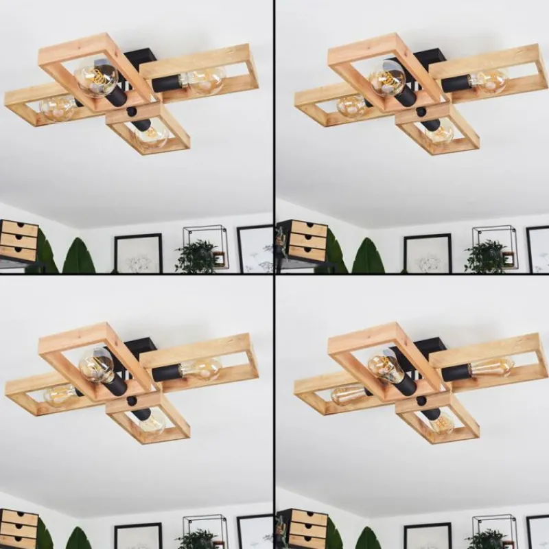 Luminaires Scandinaves-hofstein Plafonnier Kouk Écru, Noir, 4 lumières