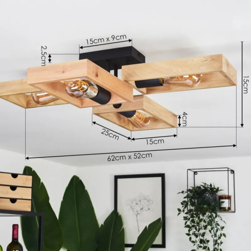 Luminaires Scandinaves-hofstein Plafonnier Kouk Écru, Noir, 4 lumières