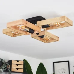 Luminaires Scandinaves-hofstein Plafonnier Kouk Écru, Noir, 4 lumières