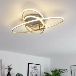 hofstein Plafonnier Krabi LED Nickel mat, 3 lumières, Télécommandes