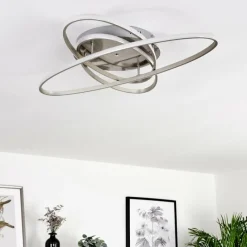 hofstein Plafonnier Krabi LED Nickel mat, 3 lumières, Télécommandes